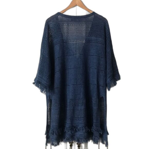 Polo Ralph Lauren Fringed Blue Linen Woven Tunic Top Size Medium - Picture 7 of 8